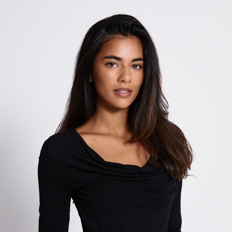 Two way draped long-sleeve top "Assia"